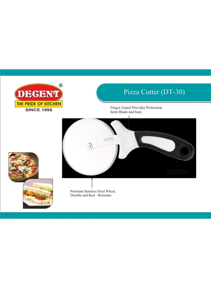 ديسينت ستينلس ستيل بيتزا كَتَر | فور إنش (10.16 سم) ويل | 23.36 سم لينث | فينغر غارد آند إيرغونومِك هاندل | شارب كَتَرْز، بيتزا ويل، بيتزا سلايسر – نون سليب هاندل – ديشواشر سيف - Image 5